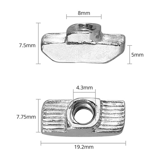 Vorxeon 4040 Sliding Nut Hammer Nut 8 for Aluminium Profile Extrusion Slot 50 x Set M5