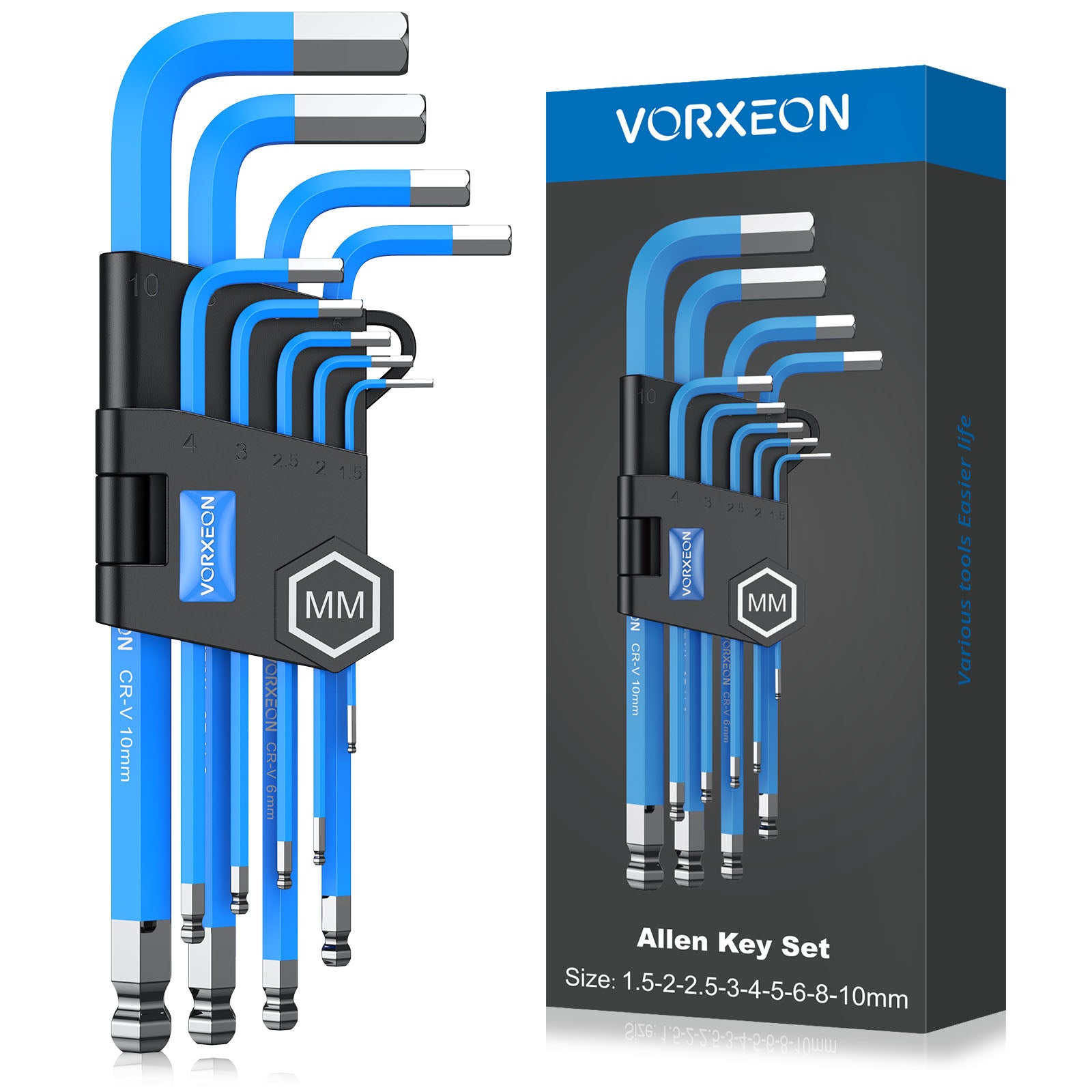 VORXEON 9PCS Allen Wrench Hex Key Set (1.5mm-10mm)