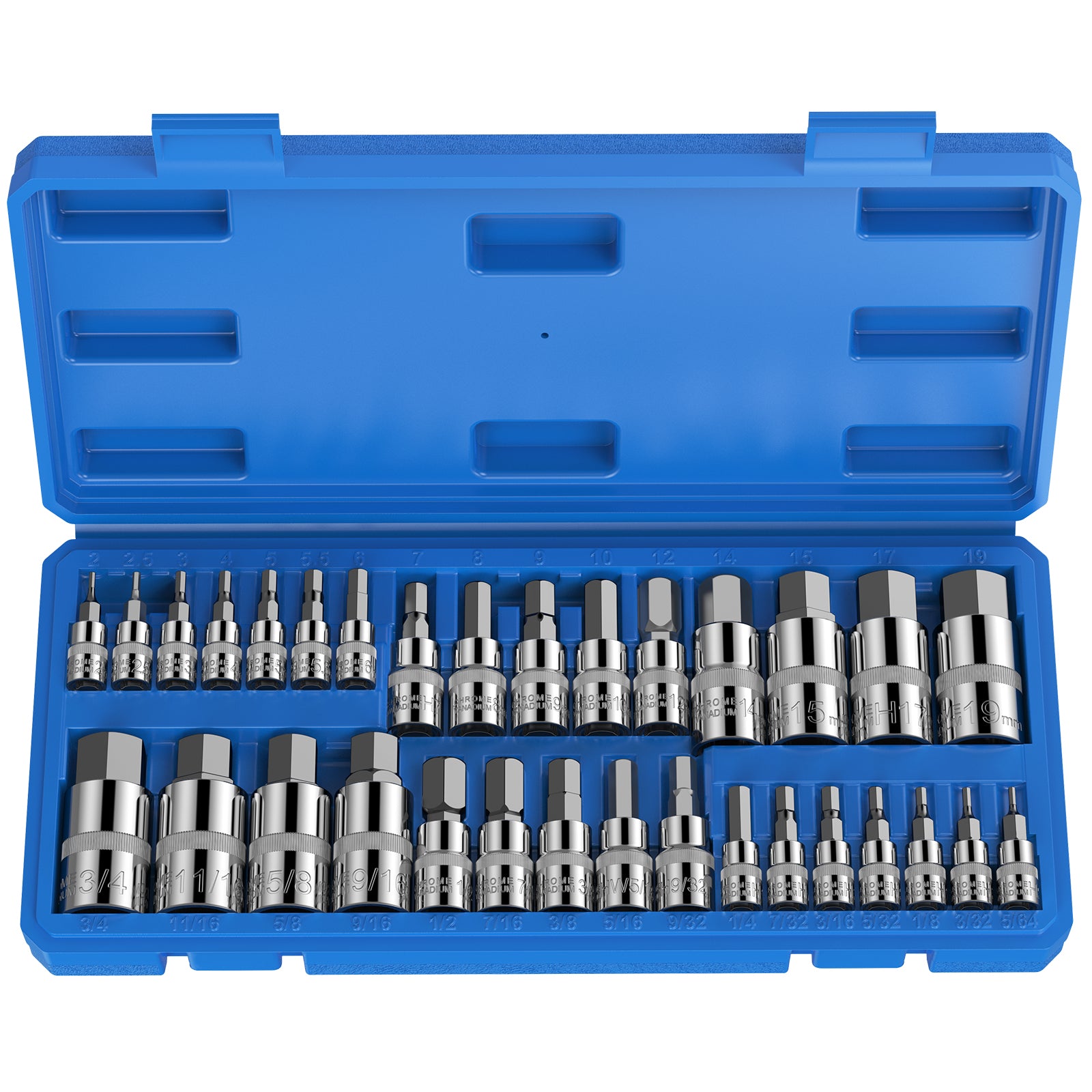 VORXEON 32Pcs SAE and Metric Allen Hex Bit Socket Set