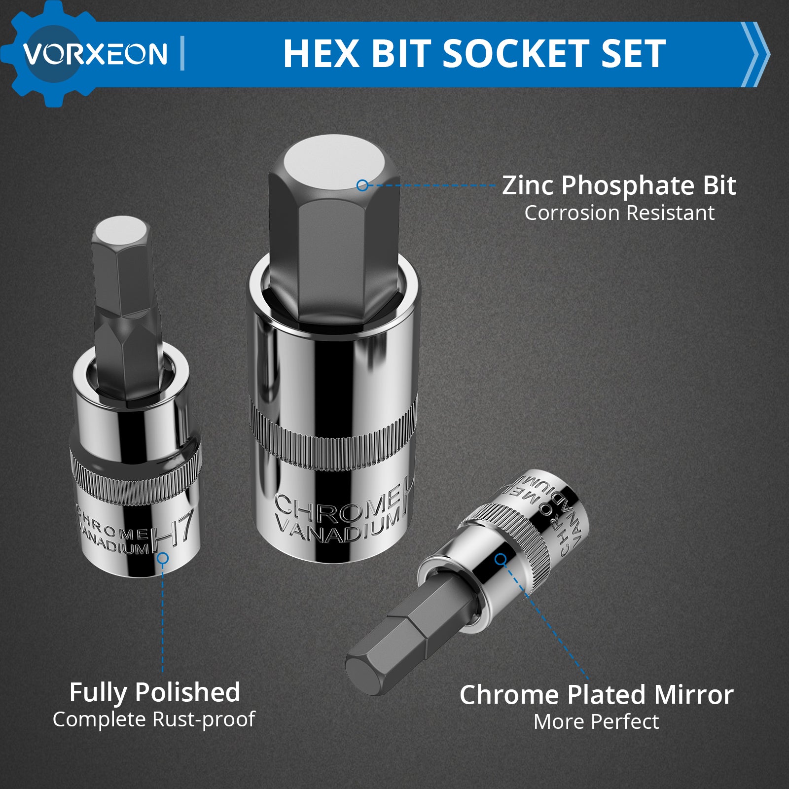 VORXEON 13Pcs Metric Allen Hex Bit Socket Set