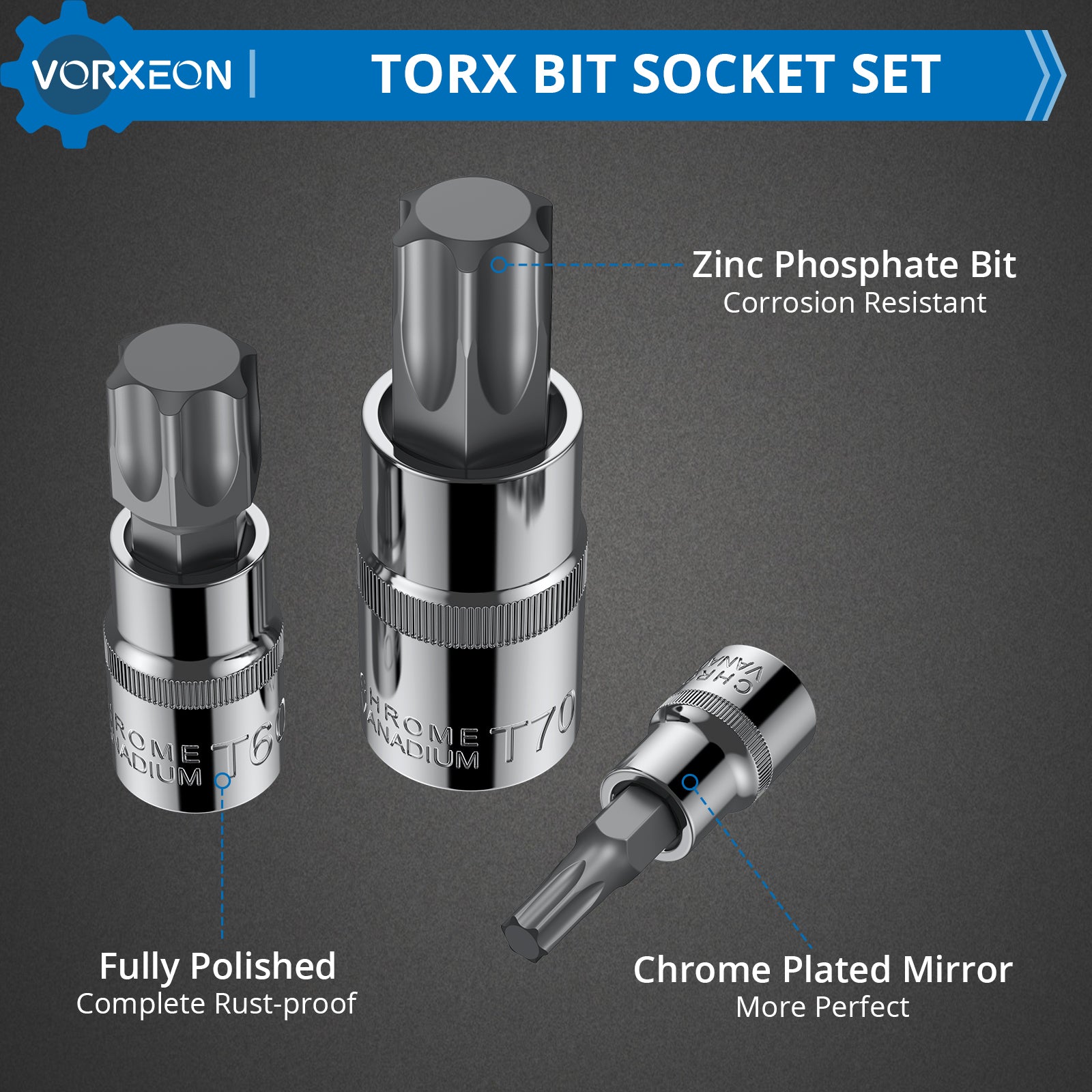 VORXEON 13Pcs Torx Bit Socket Set