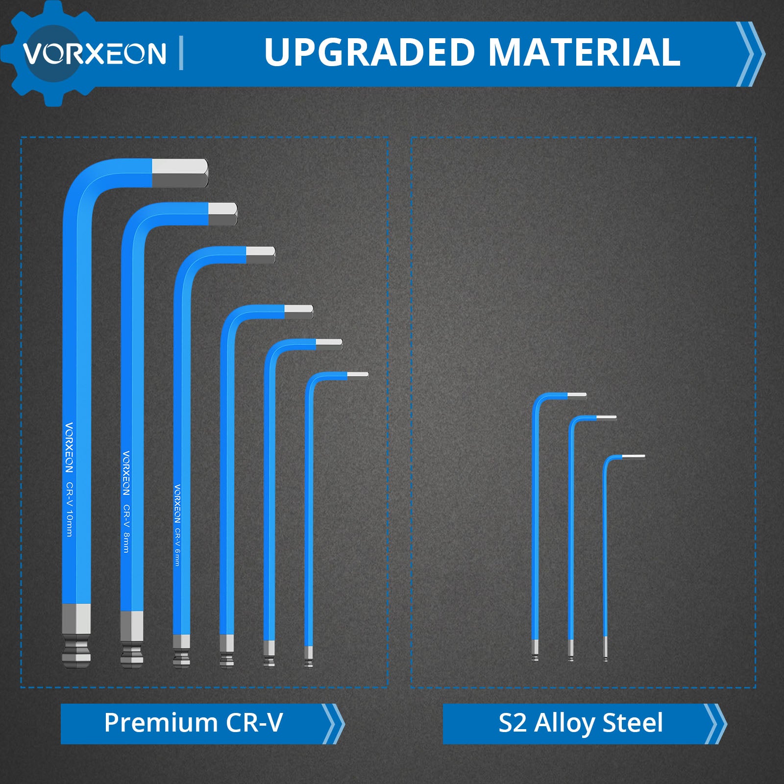 VORXEON 9PCS Allen Wrench Hex Key Set (1.5mm-10mm)