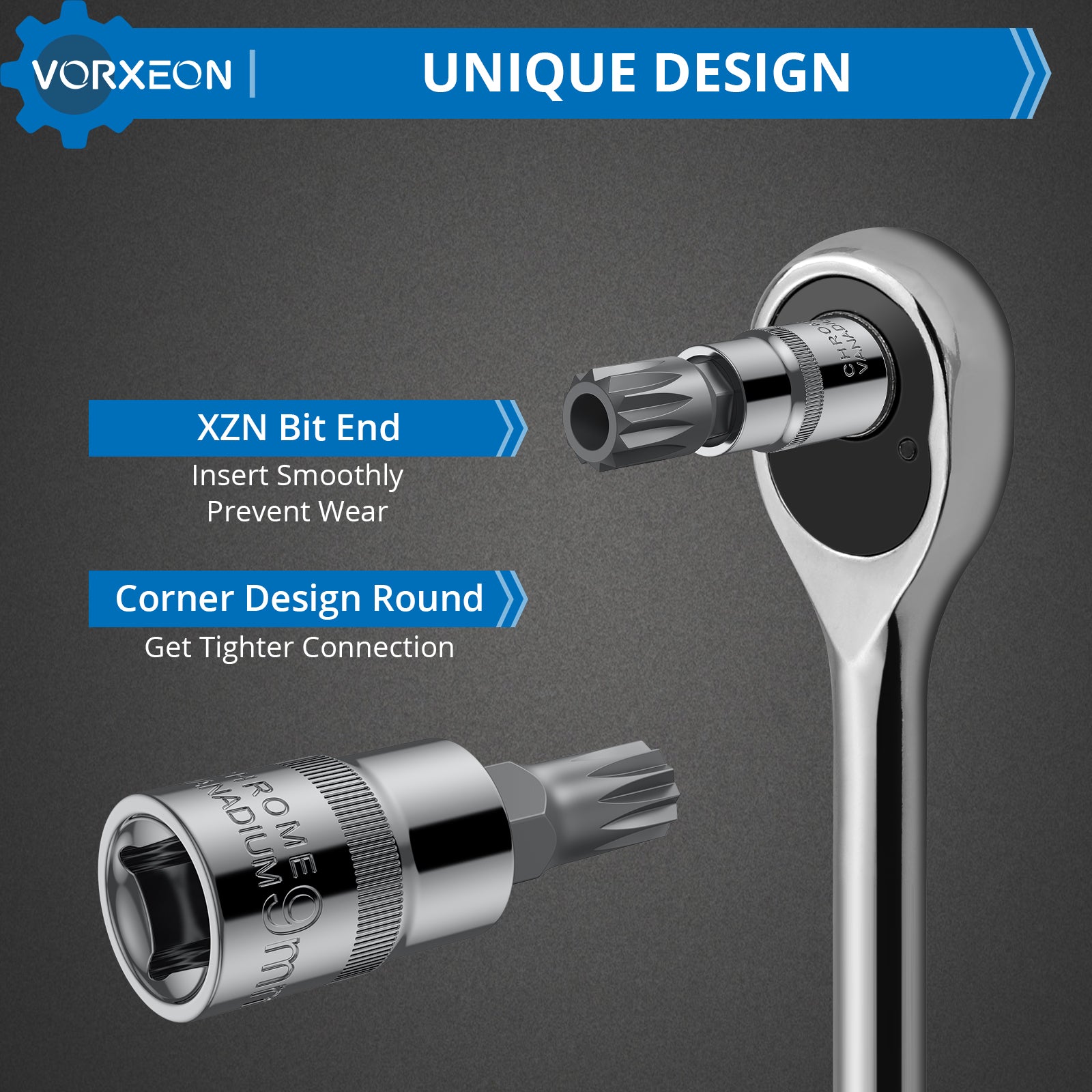 VORXEON 10Pcs XZN Triple Square Spline Bit Socket Set