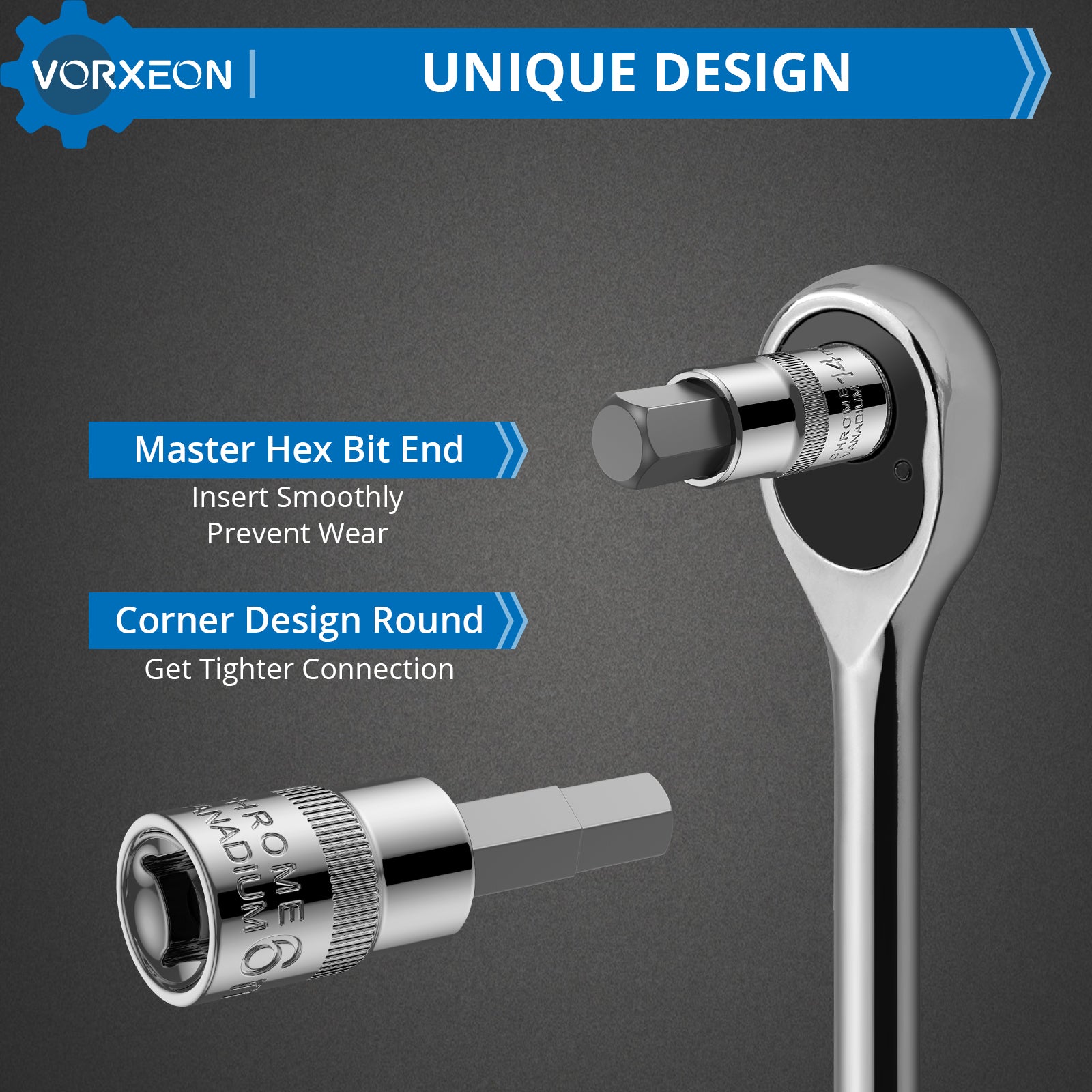 VORXEON 32Pcs SAE and Metric Allen Hex Bit Socket Set