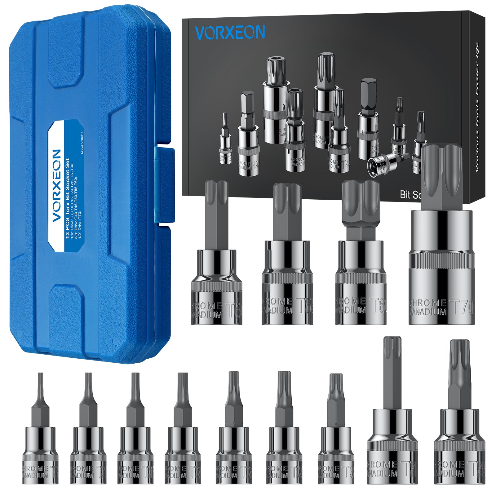 VORXEON 13Pcs Torx Bit Socket Set