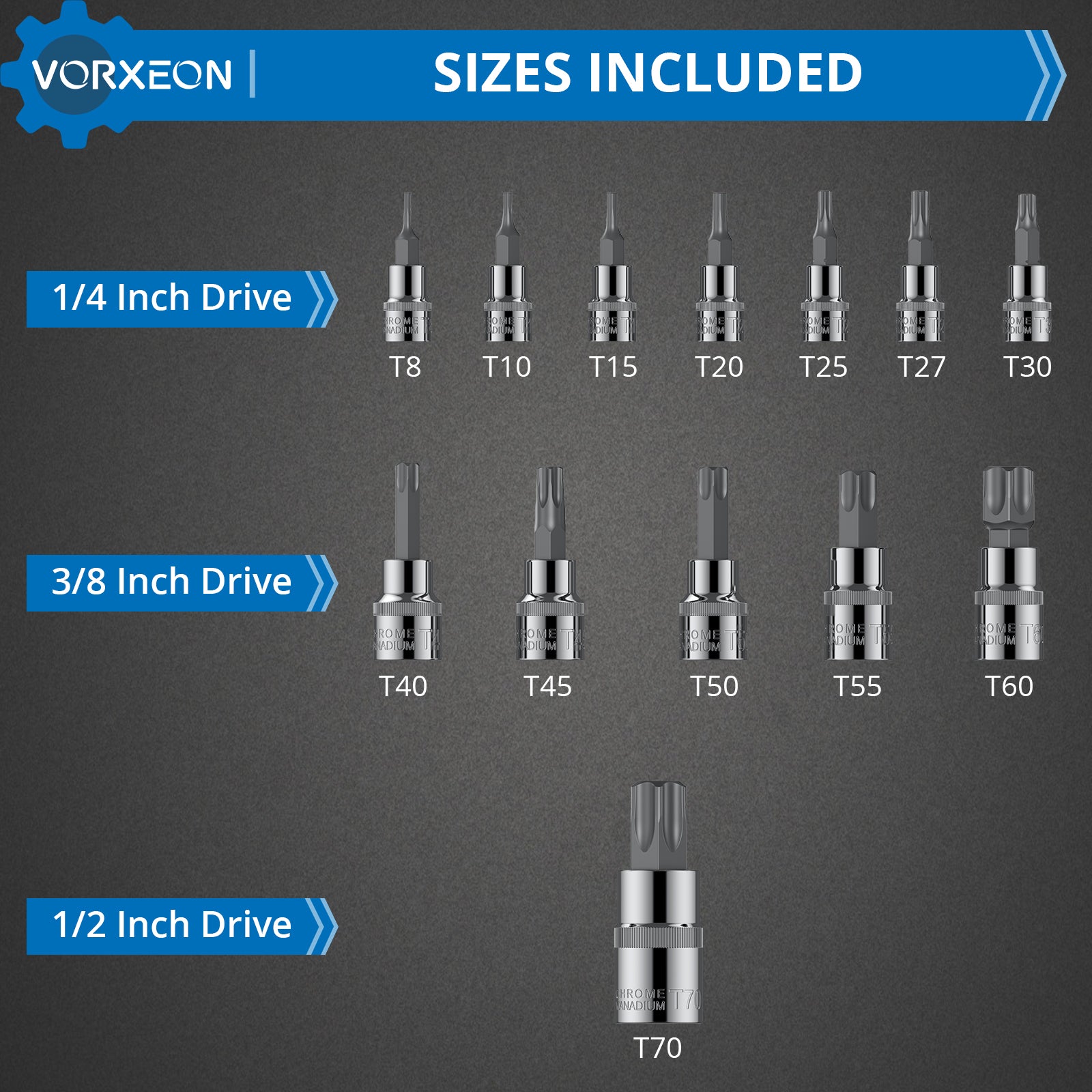 VORXEON 13Pcs Torx Bit Socket Set