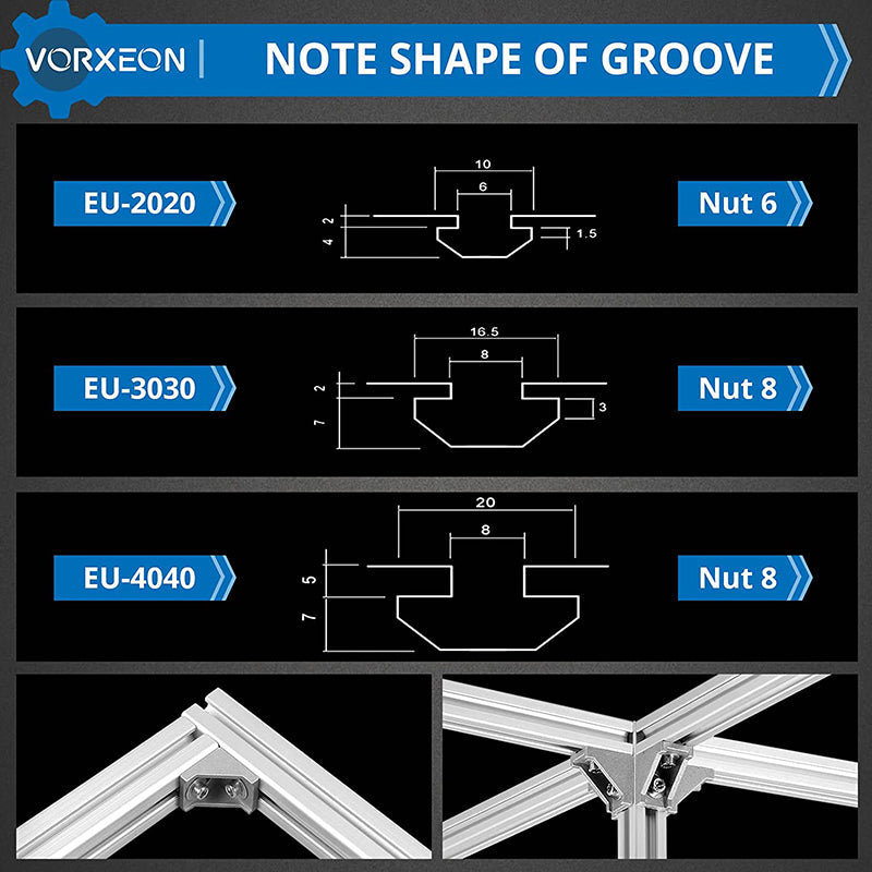 Vorxeon 4040 4080 Grid Braces Nut8 Aluminium Silver (39 x 39 x 35 mm)