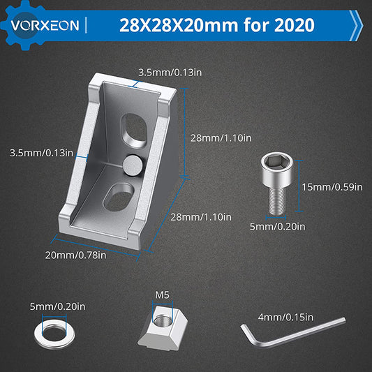 Vorxeon 2020 Grid Braces Nut6 Aluminium Silver (28 x 28 x 20 mm)